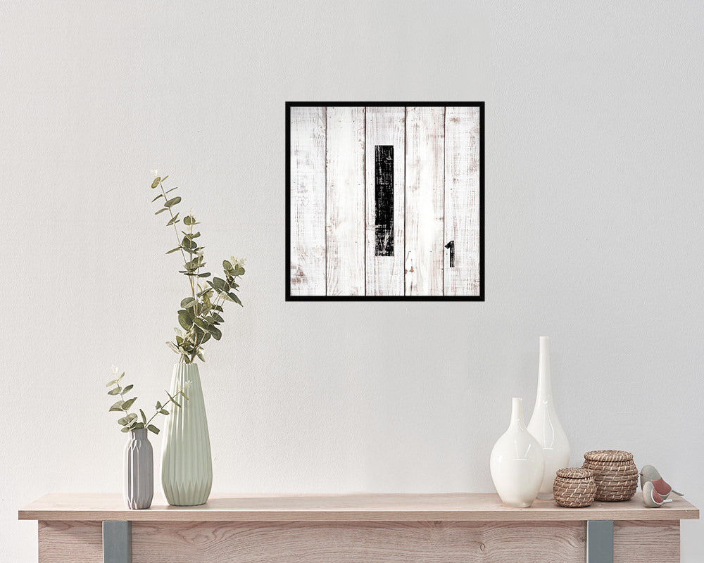Letter I Custom Scrabble Sign Framed Prints Wall Art Decor Gifts, White Wash Wood