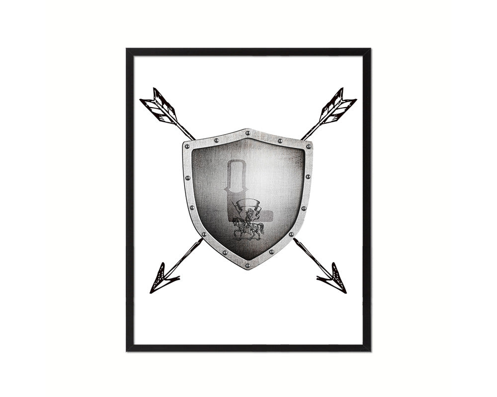 Letter L Medieval Castle Knight Shield Custom Monogram Framed Prints Wall Art