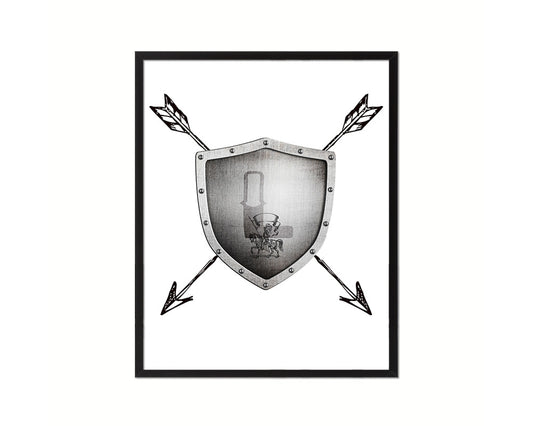Letter L Medieval Castle Knight Shield Custom Monogram Framed Prints Wall Art