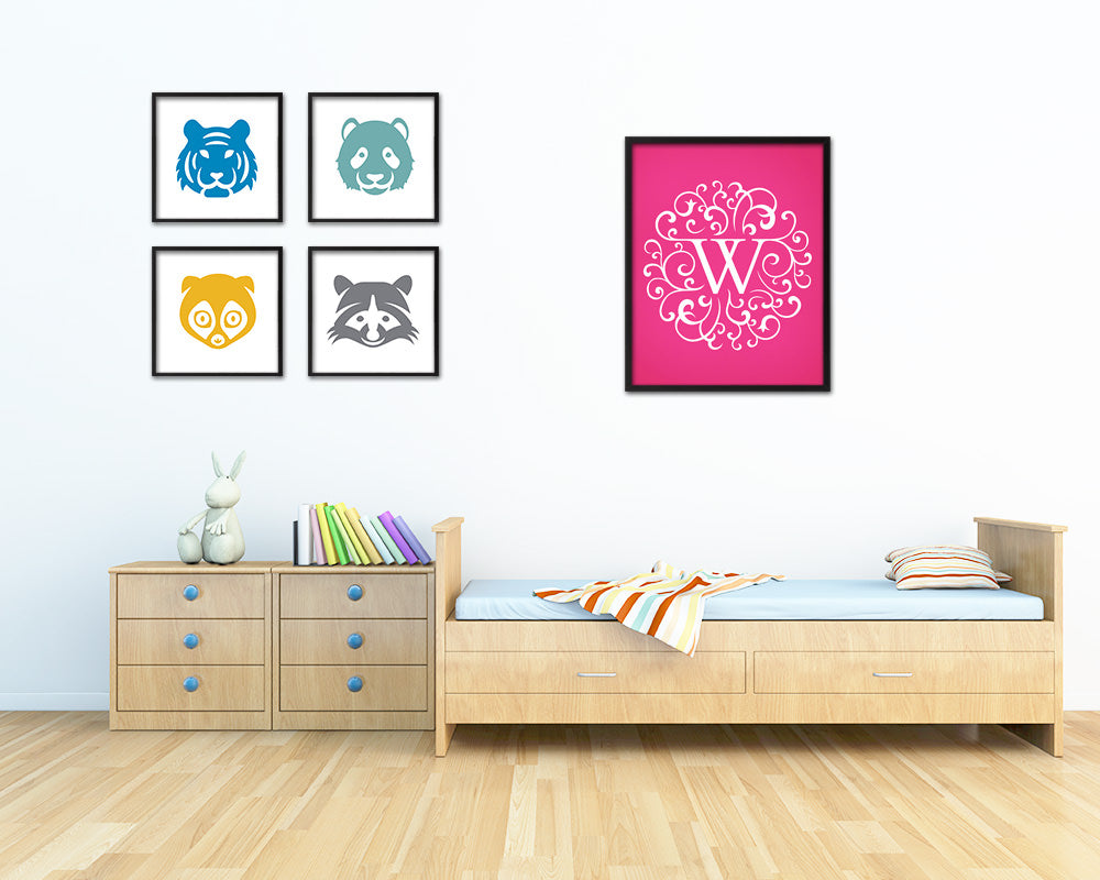 Letter W Personalized Mandela Monogram Framed Prints Wall Art