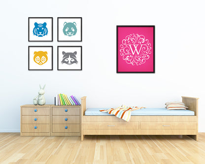 Letter W Personalized Mandela Monogram Framed Prints Wall Art