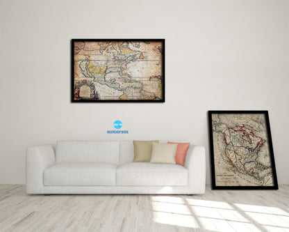 North America Louis Hennepin In Amsterdam 1698 Antique Map Framed Print Art Wall Decor Gifts