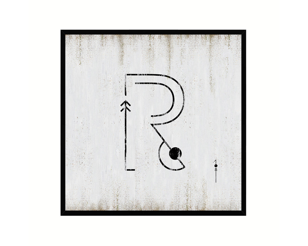 Letter R Custom Scrabble Sign Framed Prints Wall Art Decor Gifts, White Wash