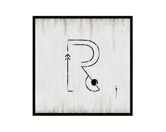 Letter R Custom Scrabble Sign Framed Prints Wall Art Decor Gifts, White Wash