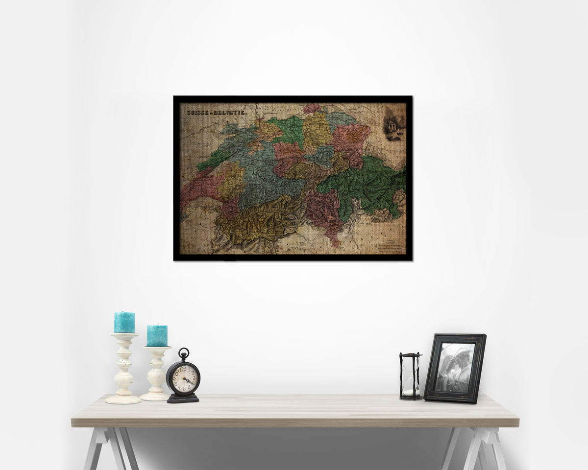 Switzerland the 19th Century Trousset Encyclopedia 1886-1891 Vintage Map Print Art Frame