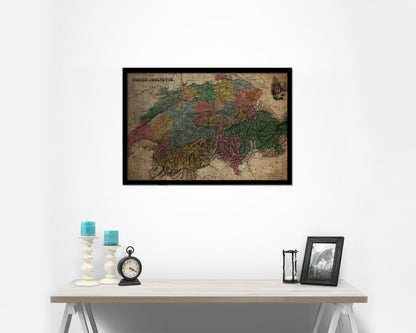 Switzerland the 19th Century Trousset Encyclopedia 1886-1891 Vintage Map Print Art Frame