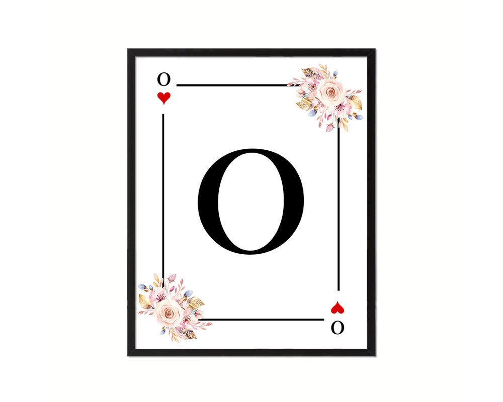 Letter O Custom Initial Boho Monogram Playing Card Framed Prints Wall Art