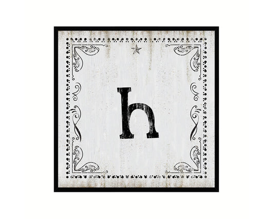 Letters H Custom Monogram Name Sign Framed Prints Wall Art Décor, White Wash