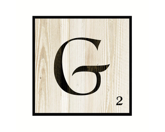 Letter G Custom Scrabble Sign Framed Prints Wall Art Decor Gifts, Wood