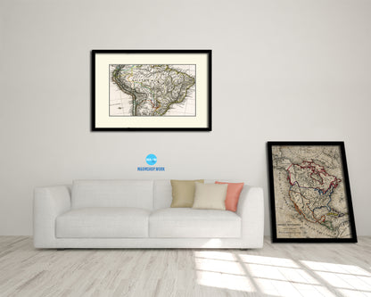 South America Stieler Brazil 1875 Old Map Framed Print Art Wall Decor Gifts