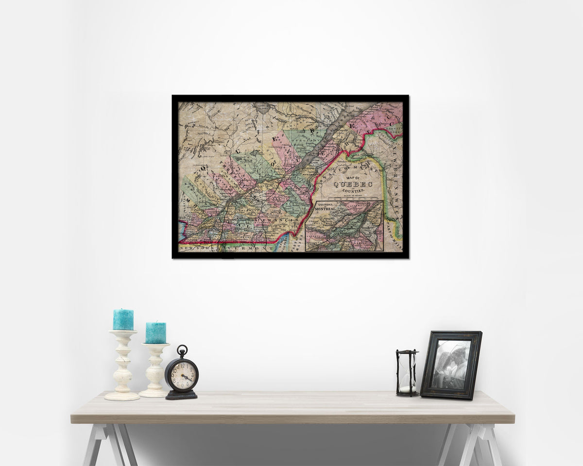 Quebec Montreal Historical Map Framed Print Art Wall Decor Gifts