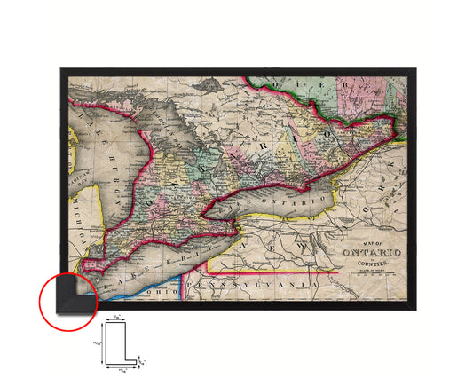 Ontario Canada Historical Map Framed Print Art Wall Decor Gifts
