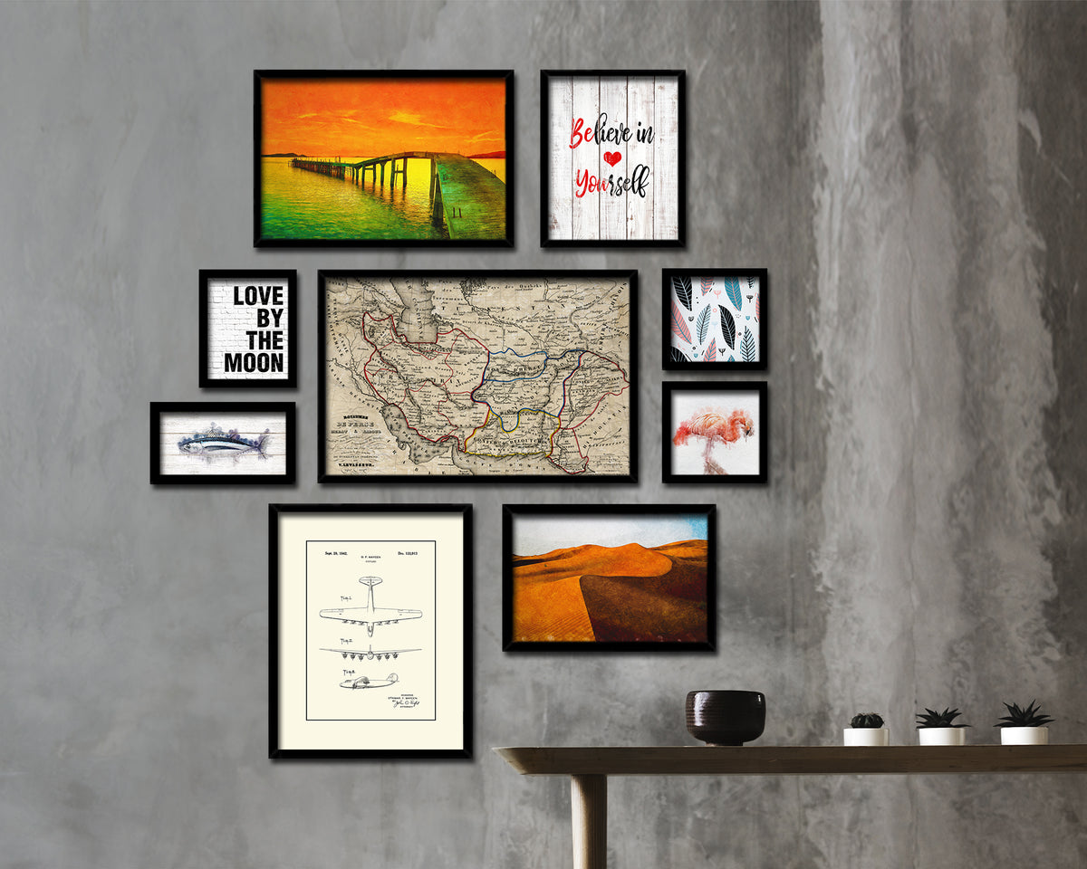 Persia Middle East Iraq Iran Historical Map Framed Print Art Wall Decor Gifts