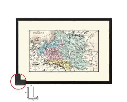 Poland Prussia Germany Old Map Framed Print Art Wall Decor Gifts