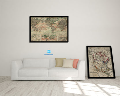 World Nicolaes Visscher in Amsterdam 1652 Historical Map Framed Print Art Wall Decor Gifts