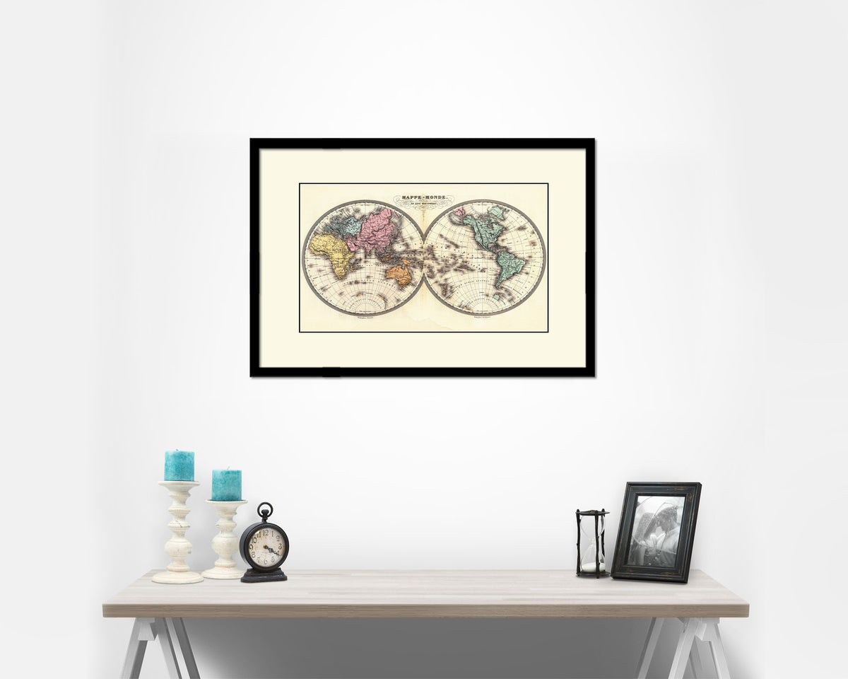 World Weather Storms 1872 Old Map Framed Print Art Wall Decor Gifts