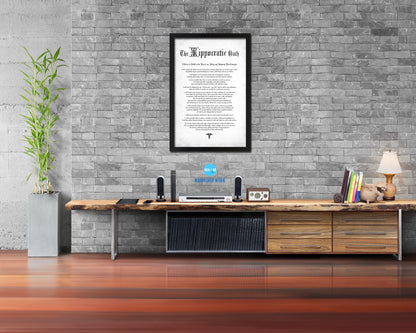 Hippocratic Oath Declarations Gifts for Medical Students Doctor Office Decor Wall Art, White