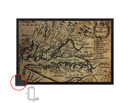 Virginia and Maryland John Speed 1646 Vintage Map Framed Print Art Wall Decor Gifts