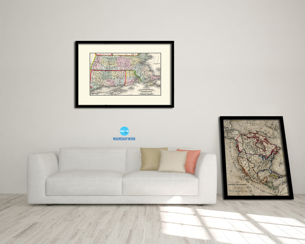 Massachusetts Spofford's Atlas United States 1900 Old Map Framed Print Art Wall Decor Gifts