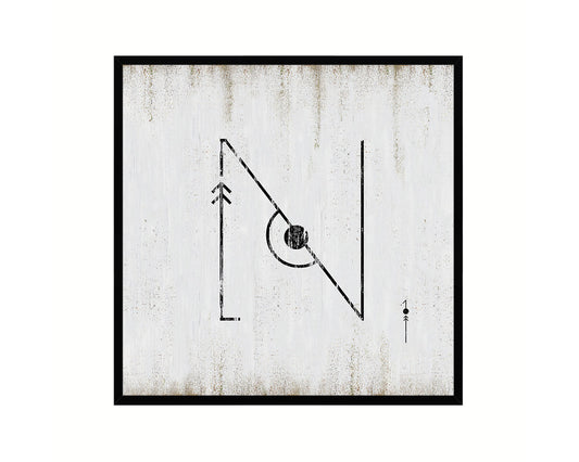 Letter N Custom Scrabble Sign Framed Prints Wall Art Decor Gifts, White Wash