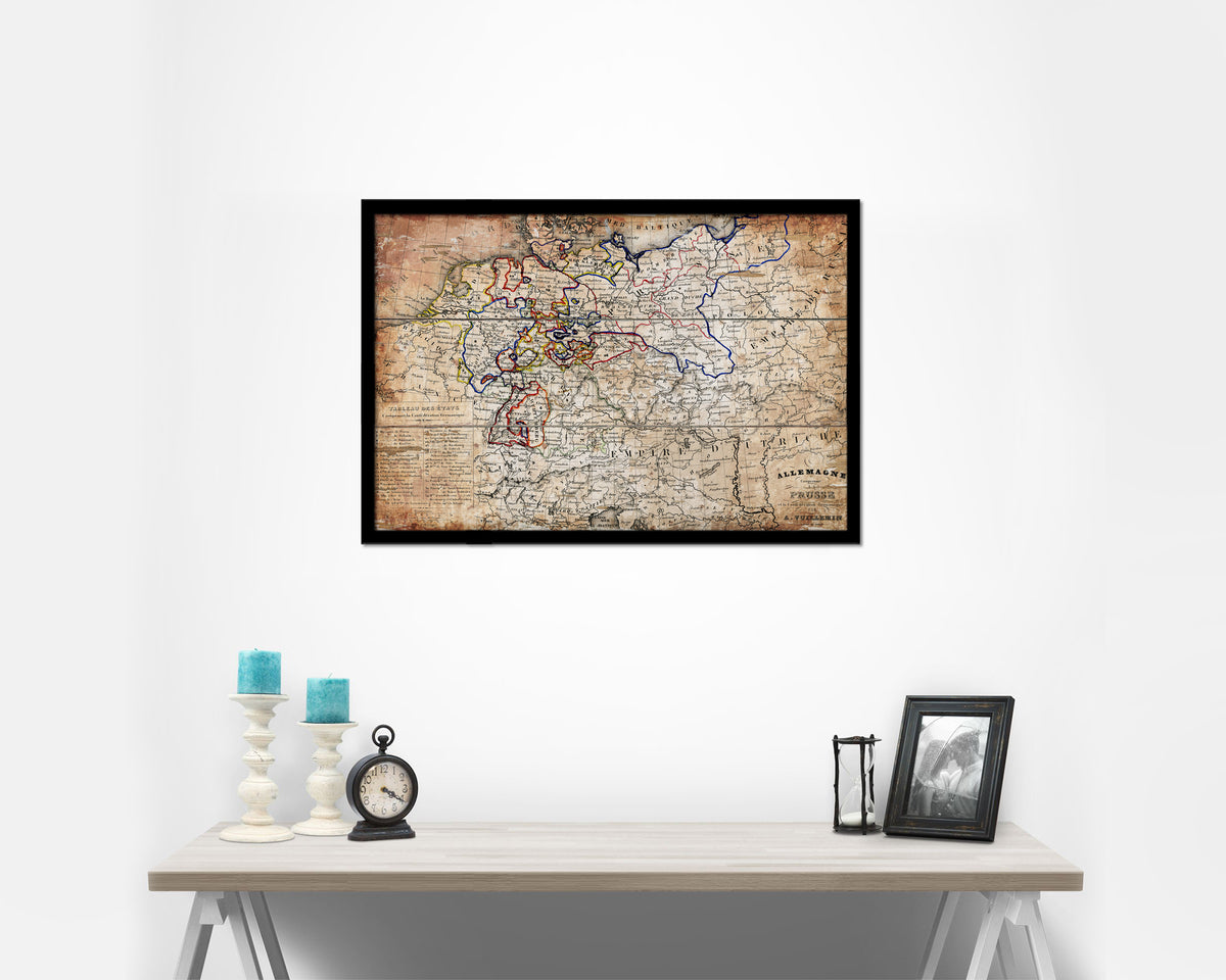 Germany Antique Map Framed Print Art Wall Decor Gifts