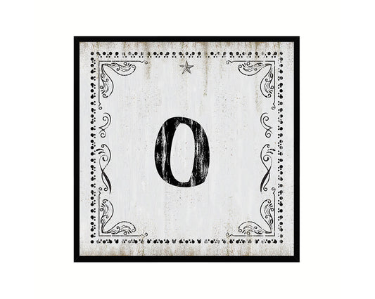 Number 0 Custom Monogram Name Sign Framed Prints Wall Art Décor, White Wash