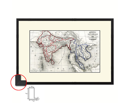 India and Southeast Asia Vietnam Old Map Framed Print Art Wall Decor Gifts