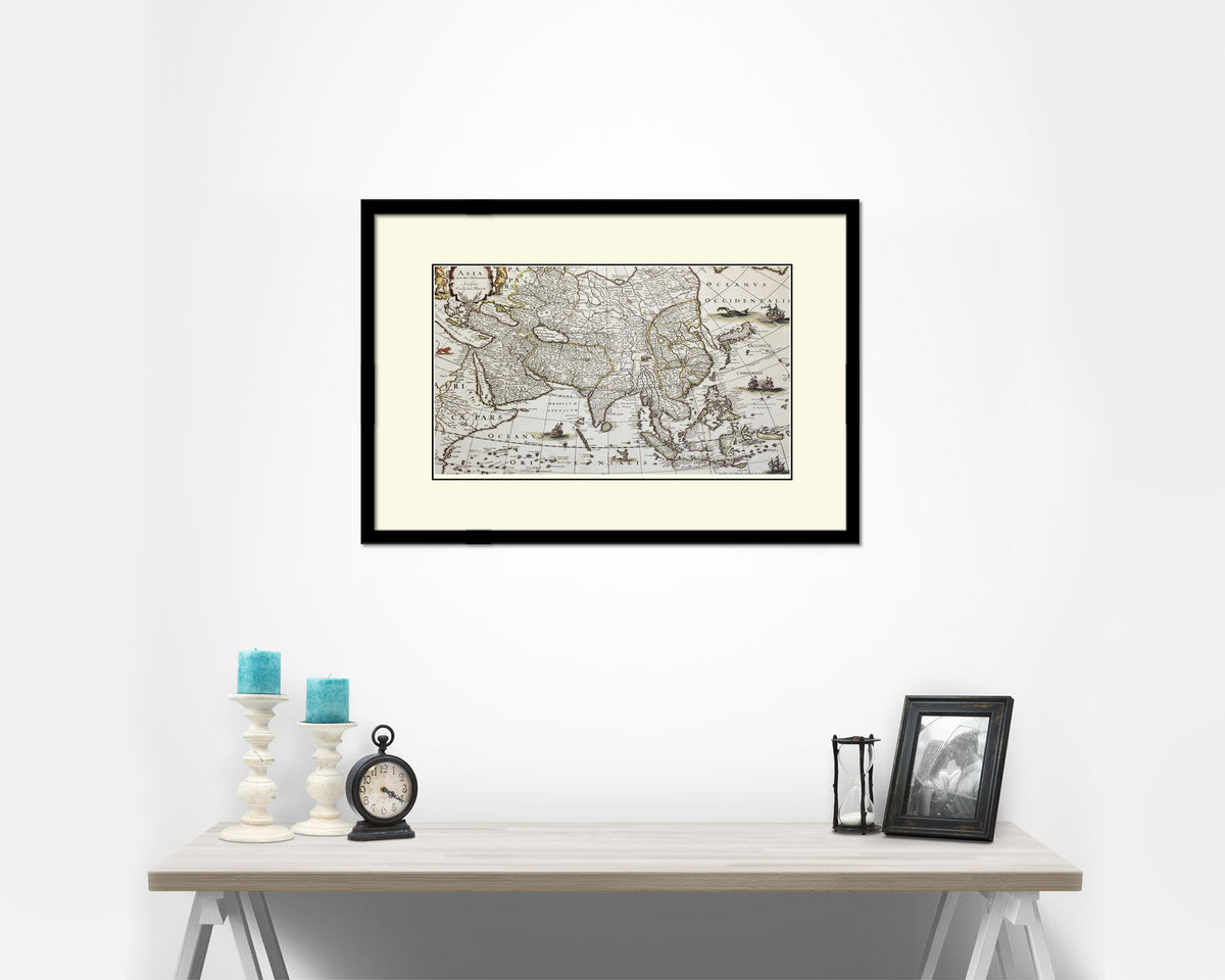 Asia Willem Blaeu Amsterdam 1640 Old Map Framed Print Art Wall Decor Gifts
