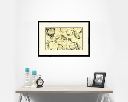 East Canada and Greenland Bordeaux France Old Map Framed Print Art Wall Decor Gifts