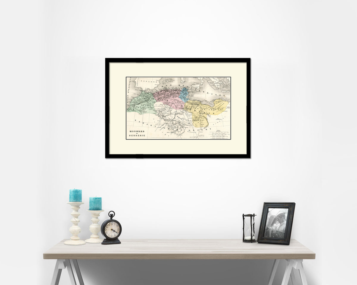 Barbary Coast of North Africa Old Map Framed Print Art Wall Decor Gifts