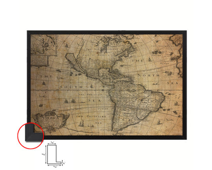 North and South America 1626 Vintage Map Framed Print Art Wall Decor Gifts