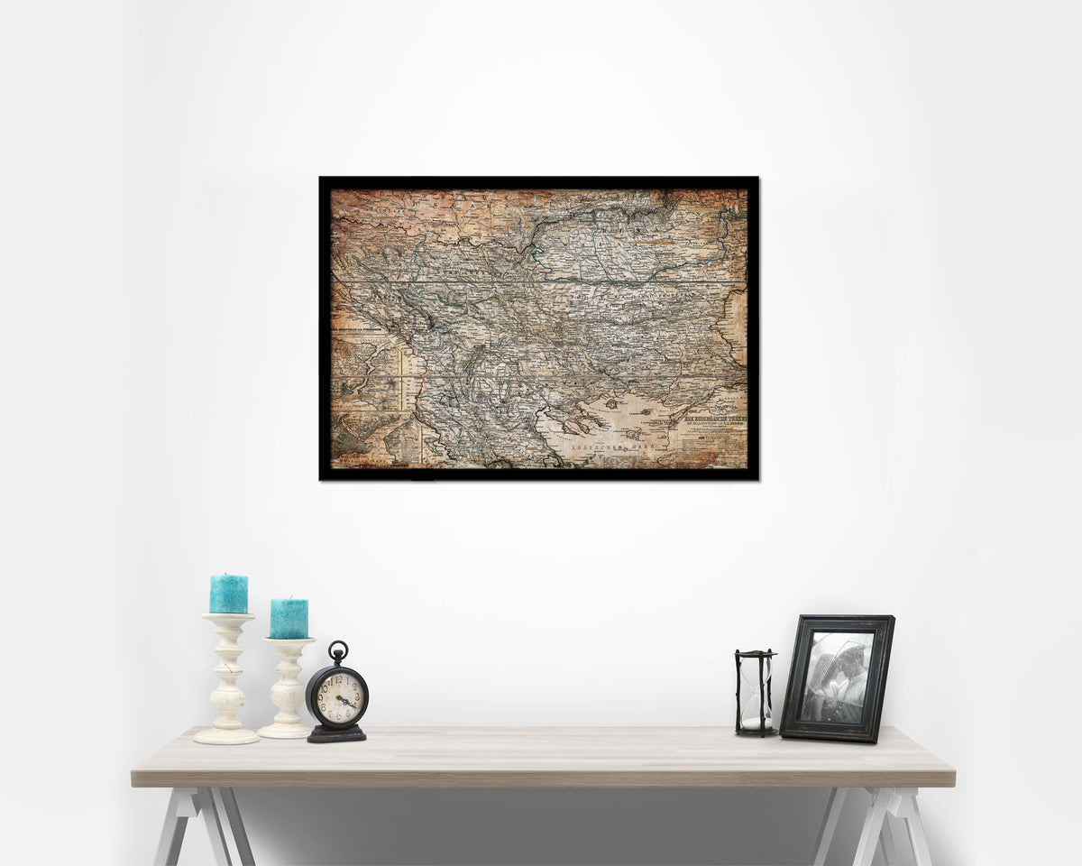 Balkans Hungary Romania Europe's Third World Antique Map Framed Print Art Wall Decor Gifts