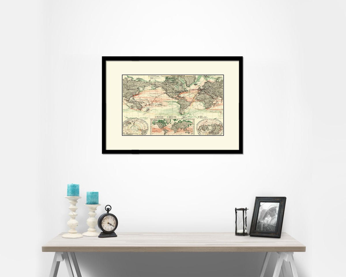 World Nicolaes Visscher in Amsterdam 1652 Old Map Framed Print Art Wall Decor Gifts