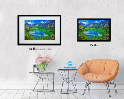Hallstatt Austria Landscape Painting Print Art Frame Home Wall Decor Gifts