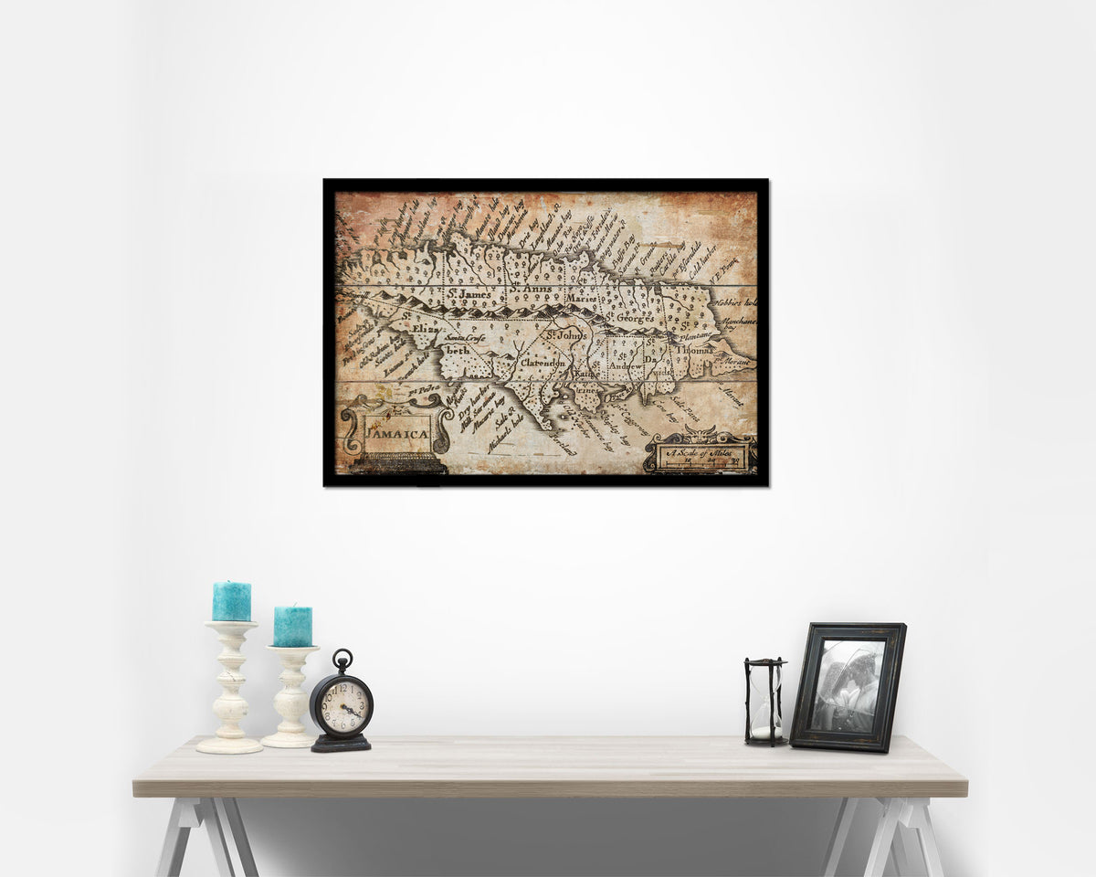 Jamaica John Speed 1675 Antique Map Framed Print Art Wall Decor Gifts