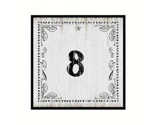 Number 8 Custom Monogram Name Sign Framed Prints Wall Art Décor, White Wash