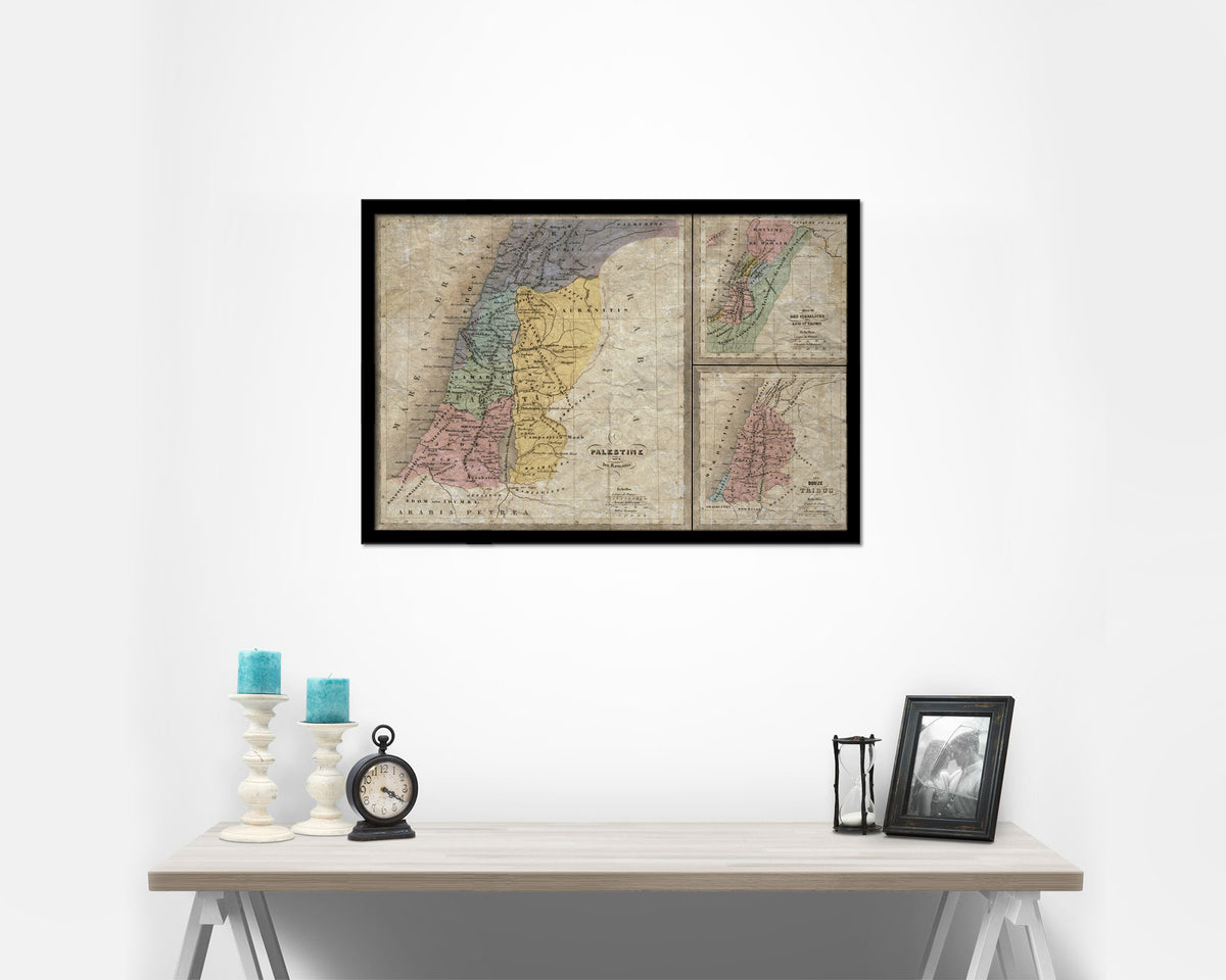 Holy Land Romans David Solomon Israel Palestine Historical Map Framed Print Art Wall Decor Gifts