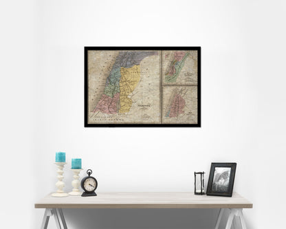 Holy Land Romans David Solomon Israel Palestine Historical Map Framed Print Art Wall Decor Gifts