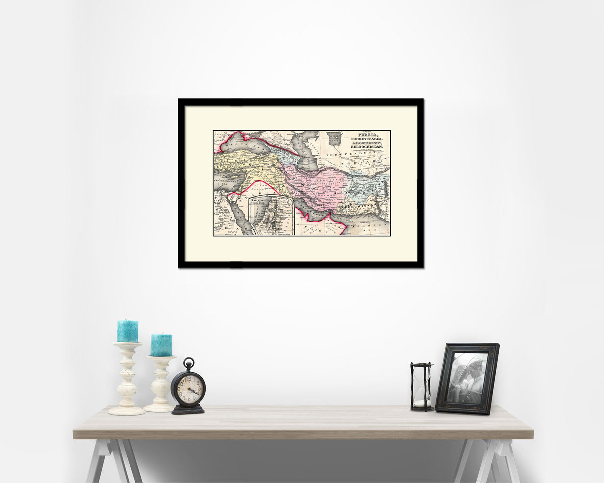 Persia Iraq Iran Afghanistan Old Map Framed Print Art Wall Decor Gifts