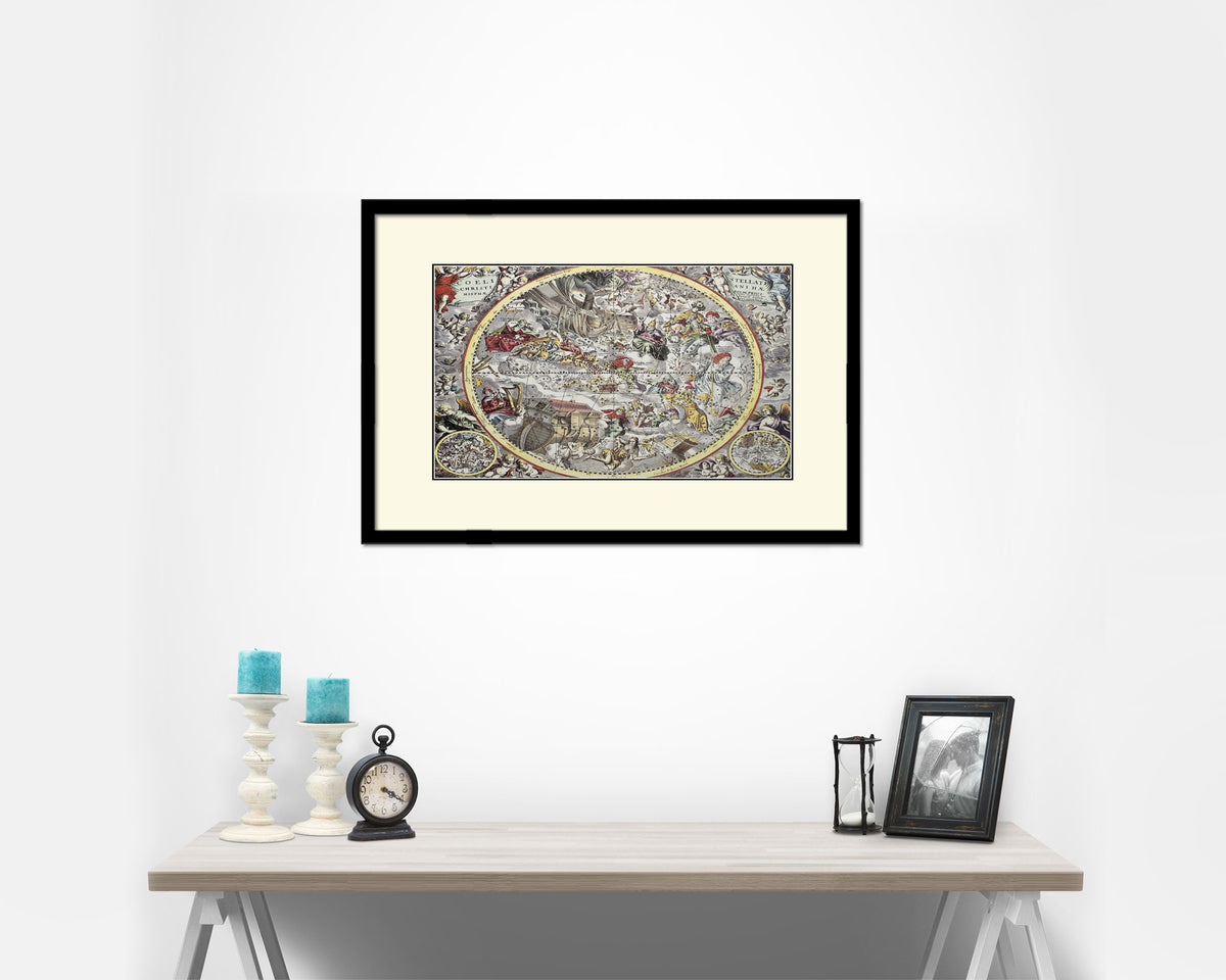Christian Celestial Hemisphere Atlas Coelestis Andreas Cellarius Old Map Framed Print