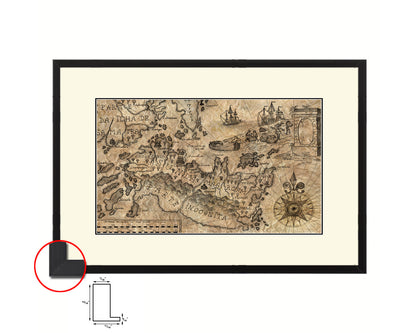 Fantasyland Pirate Old Map Framed Print Art Wall Decor Gifts