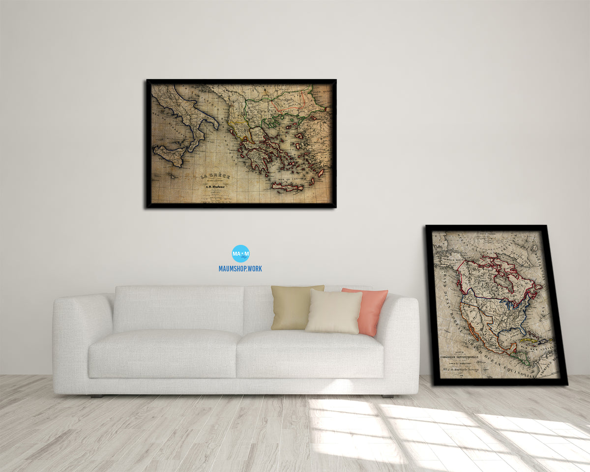 Europe Vintage Map Framed Print Art Wall Decor Gifts