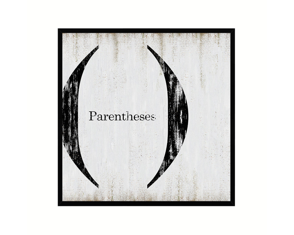 Parentheses Punctuation Symbol Framed Print Home Decor Wall Art Teacher Gifts