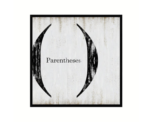 Parentheses Punctuation Symbol Framed Print Home Decor Wall Art Teacher Gifts