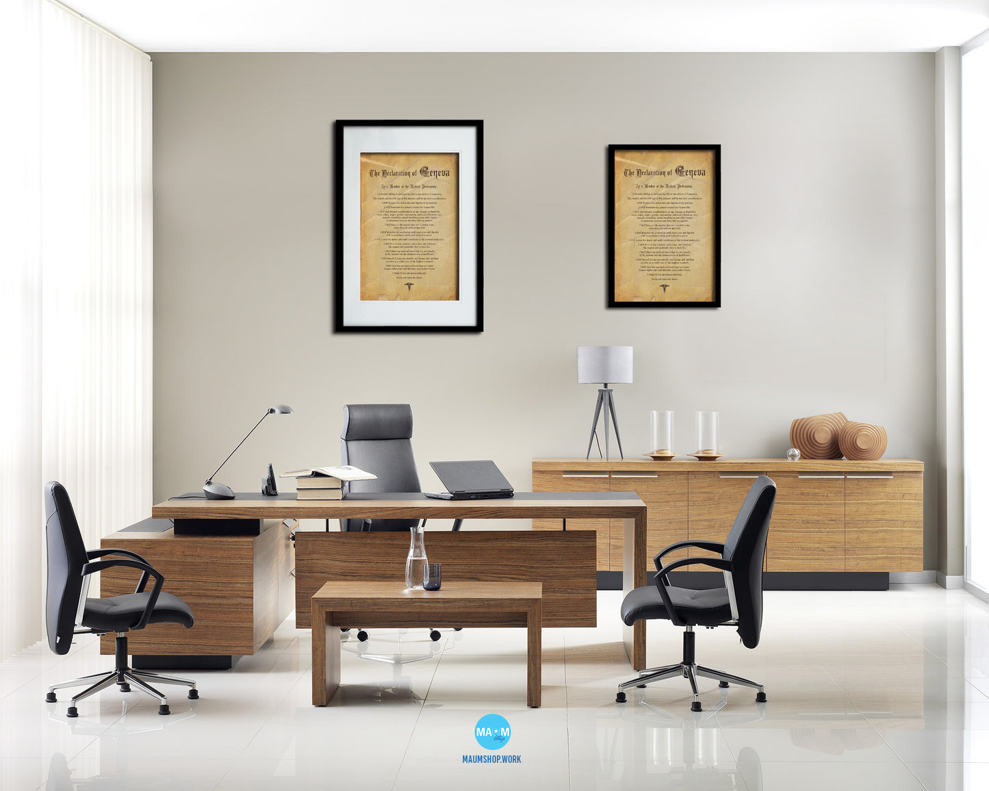 Geneva Oath Vintage Declarations Gifts Medical Students Doctor Office Decor Wall Art, Brown