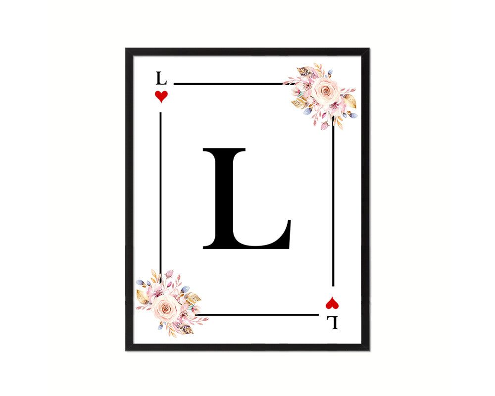 Letter L Custom Initial Boho Monogram Playing Card Framed Prints Wall Art