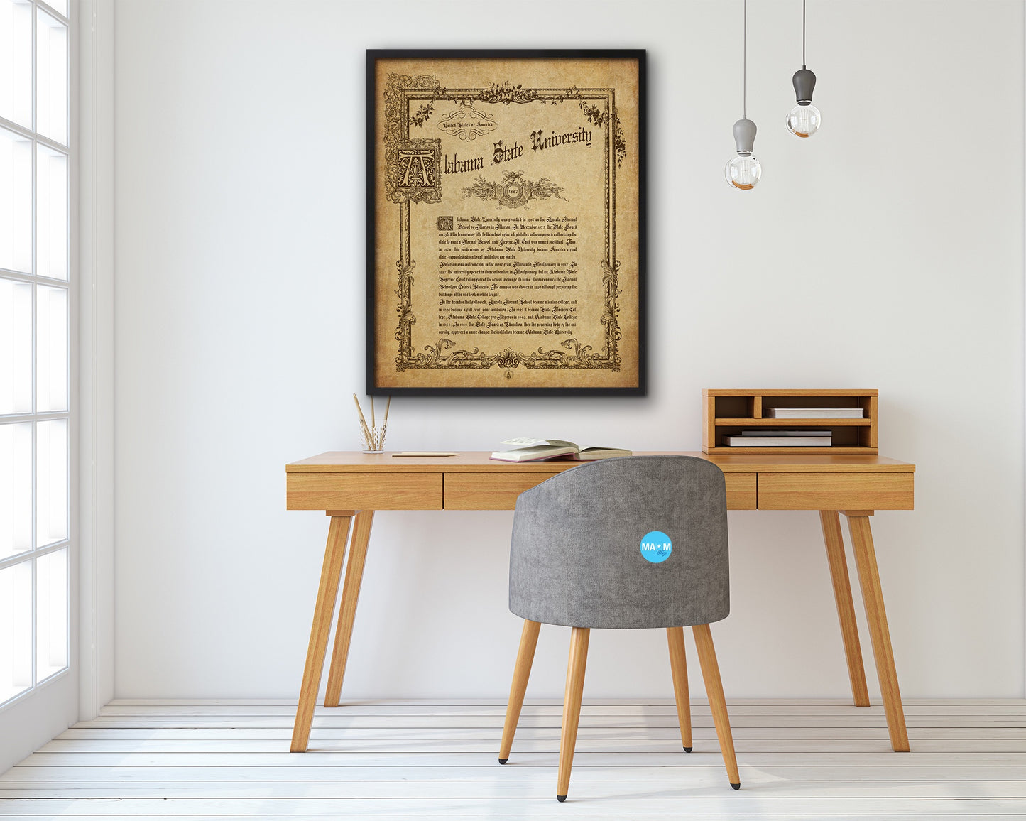 Alabama State University, Alabama, Custom Framed Document Print Wall Art Decor Gifts