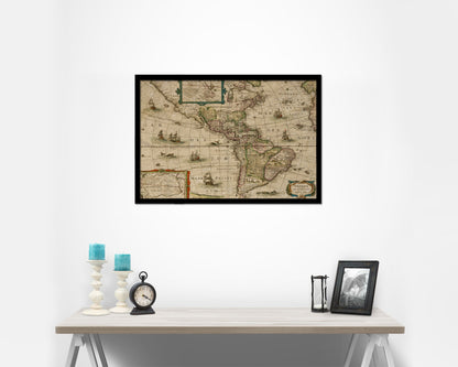 North and South America Cartographic Historical Map Framed Print Art Wall Decor Gifts