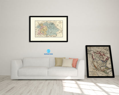 Bavaria Germany Old Map Framed Print Art Wall Decor Gifts