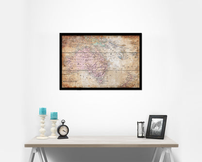 Australia New Zealand Oceania Antique Map Framed Print Art Wall Decor Gifts